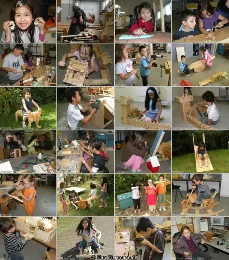 Kinder in der Spielzeug-Werkstatt