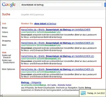 Google-Suche: dosentabak ist betrug