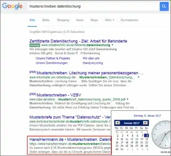 Google-Suche: musterschreiben datenlöschung