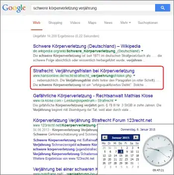 Google-Suche: schwere körperverletzung verjährung