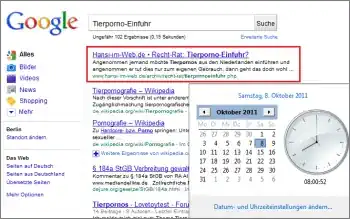 Google-Suche: Tierporno-Einfuhr