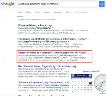 Google-Suche: verjährung gefährliche körperverletzung