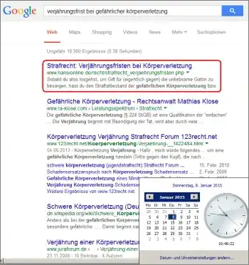 Google-Suche: verjährungsfrist bei gefährlicher
 körperverletzung