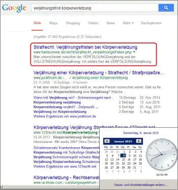 Google-Suche: verjährungsfrist körperverletzung