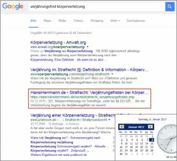 Google-Suche: verjährungsfrist körperverletzung