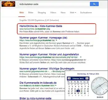Google-Suche: kids-kummer-seite