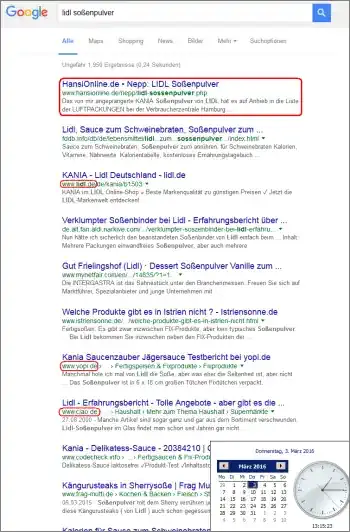 Google-Suche: lidl soßenpulver