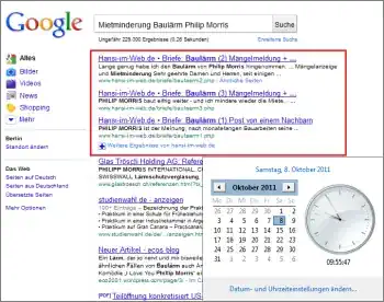 Google-Suche: Mietminderung Baulärm Philip Morris