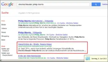Google-Suche: dreckschleuder philip morris