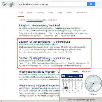 Google-Suche: stadt und land
 mietminderung