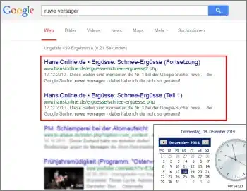 Google-Suche: ruwe versager