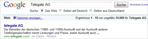 Google-Suche: Telegate AG
