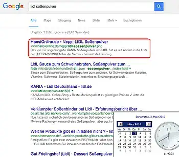 Meine LIDL-Soßenpulver-Seite bei Google auf Platz 1!