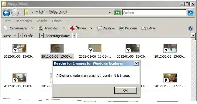 DIGIMARC: Bilder detektiert, kein Fund