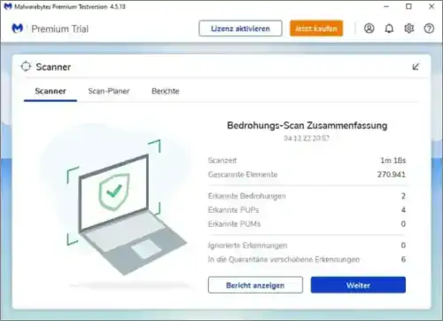 Malwarebytes Anti-Malware: Scan-Ergebnis, Bild 1