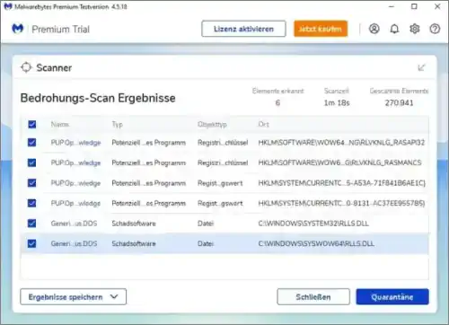 Malwarebytes Anti-Malware: Scan-Ergebnis, Bild 2