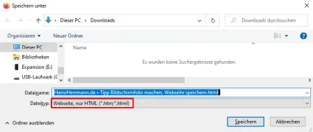 Webseite als Nur-HTML speichern