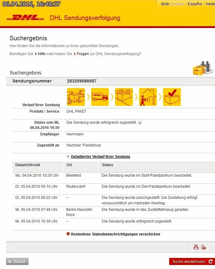DHL-Sendungsverfolgung