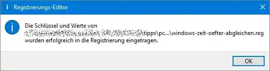 Registrierungsschlüssel wurde eingetragen